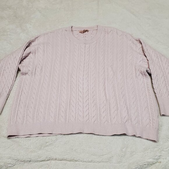 Philosophy Light Pink Chunky Cable Knit Casual Cute Cropped Sweater Plus Size 1X - Picture 1 of 8